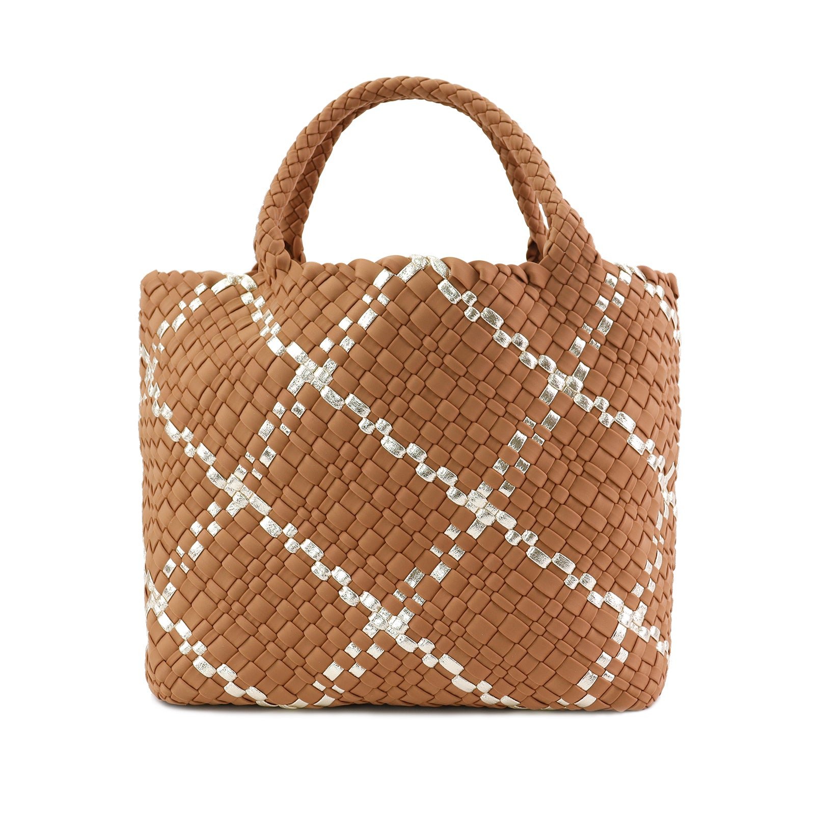 Colorblock Neoprene Woven Bag - Camel