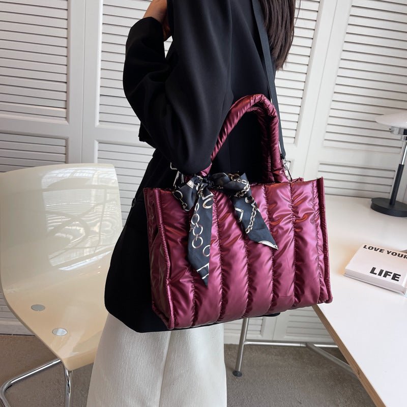 Scarf Decor Puffy Tote - Image 2